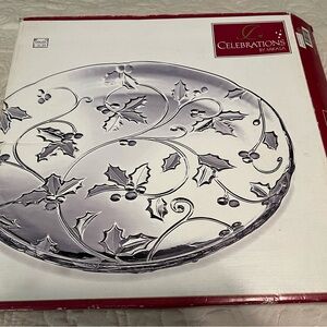 Mikasa Season's Holly Crystal 15" Serving Platter - Original Box